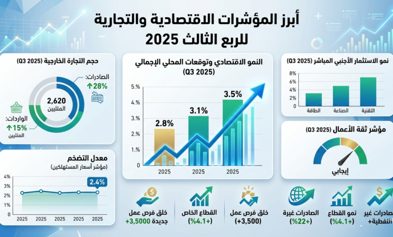 أبرز المؤشرات الاقتصادية والتجارية للربع الثالث 2025